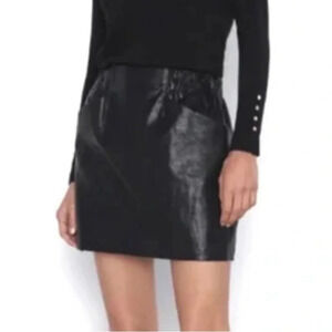 Zara new paper bag vegan / faux leather mini skirt with pockets